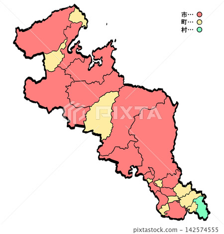 Kyoto Prefecture Map: City/Town Color (Brushstroke Style) Kyoto Prefecture Map: City/Town Color (Brushstroke Style) 142574555