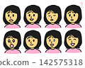 A set of 8 different facial expressions of women. 142575318