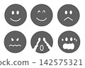 A set of 6 icons representing various emotions. 142575321