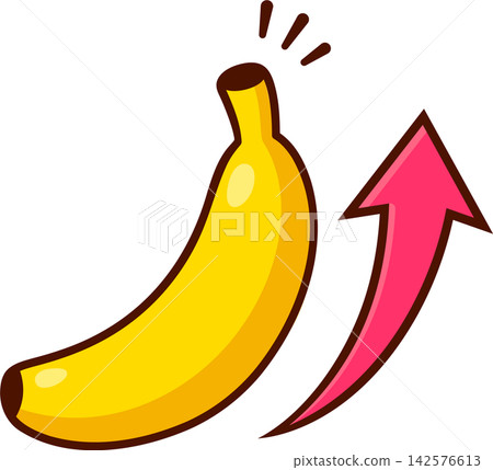Cartoon banana with arrow illustration Cartoon banana with arrow illustration 142576613