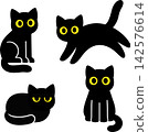 Cartoon black cat set 142576614