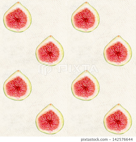 Figs with red pulp watercolor seamless pattern on textured beige. Hand painted illustration perfect for food design, organic market, packaging, kitchen decor, healthy lifestyle concepts. Sweet fruit Figs with red pulp watercolor seamless pattern on textured beige. Hand painted illustration perfect for food design, organic market, packaging, kitchen decor, healthy lifestyle concepts. Sweet fruit 142576644