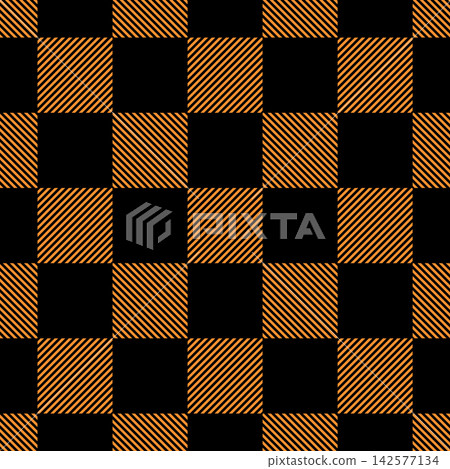 Orange and black buffalo plaid seamless pattern Orange and black buffalo plaid seamless pattern 142577134