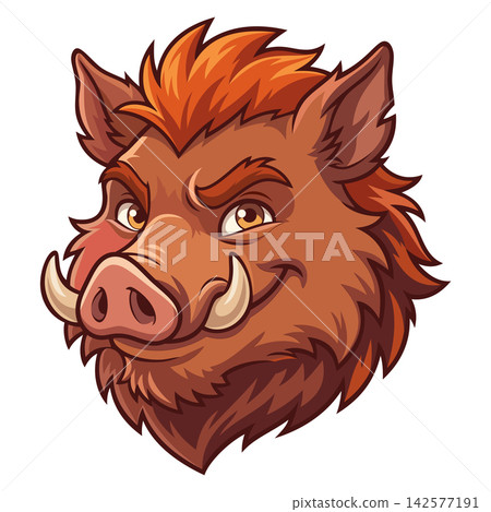 cartoon boar head mascot logo 142577191