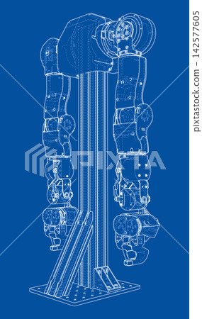 robotic arm blueprint illustration. Vector robotic arm blueprint illustration. Vector 142577605