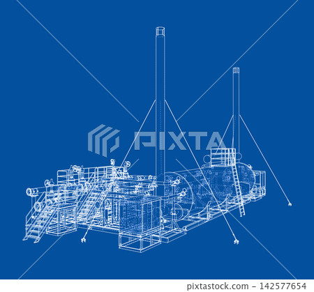 industrial equipment blueprint. Vector 142577654