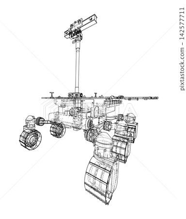 Mars rover wireframe illustration. Vector Mars rover wireframe illustration. Vector 142577711