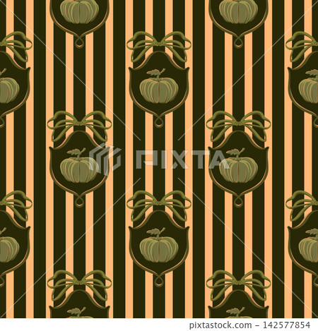 Seamless Pattern Cute Halloween Cauldron Stripes Hand Painted Digital Watercolor Green Background Seamless Pattern Cute Halloween Cauldron Stripes Hand Painted Digital Watercolor Green Background 142577854