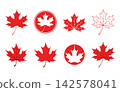 Red maple leaf isolated on white background, Red maple svg, Red maple leaf vector illustration, Red maple icon set, Red maple outline. 142578041
