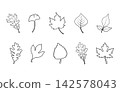 Autumn leaves outline set on white background, Autumn leaves svg, Autumn leaves clipart, Autumn leaves line art set. 142578043