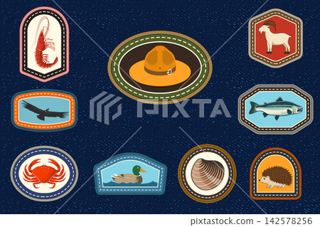 Outdoor Wildlife Scout Badge Collection with Vintage Embroidery Patches, Forest Animals and Adventure Emblems for Camping and Hiking Outdoor Wildlife Scout Badge Collection with Vintage Embroidery Patches, Forest Animals and Adventure Emblems for Camping and Hiking 142578256