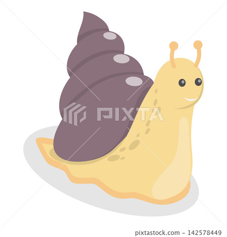 3D Isometric Flat Vector Set of Kawaii Snails, Funny Cartoon Mollusks. Item 1 3D Isometric Flat Vector Set of Kawaii Snails, Funny Cartoon Mollusks. Item 1 142578449