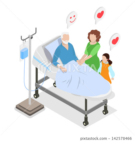 3D Isometric Flat Vector Illustration of Palliative Care, Elderly Caregiving. Item 3 3D Isometric Flat Vector Illustration of Palliative Care, Elderly Caregiving. Item 3 142578466
