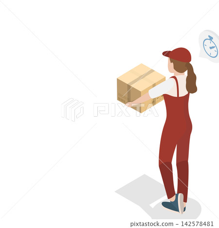 3D Isometric Flat Vector Illustration of Delivery Service, Collection Of Mail Carriers. Item 6 142578481