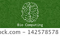 Bio Computing Concept with Digital Brain Made of Dots Formed by Circuit Board Pattern on Green PCB Background 142578578