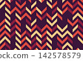 Chevron Zigzag Pattern in Warm Autumn Color Palette with Purple, Maroon, Orange and Cream Geometric Stripes 142578579