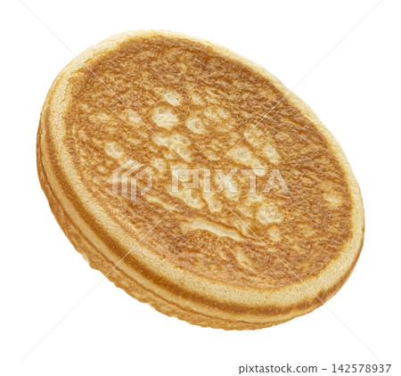 One pancake isolated on white background with clipping path, full depth of field One pancake isolated on white background with clipping path, full depth of field 142578937