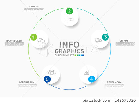 Modern circular business infographic template with colorful numbered steps, icons, and text. Vector illustration. Modern circular business infographic template with colorful numbered steps, icons, and text. Vector illustration. 142579320