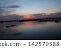 Venetian Lagoon sunset with pink clouds and water reflection 142579588