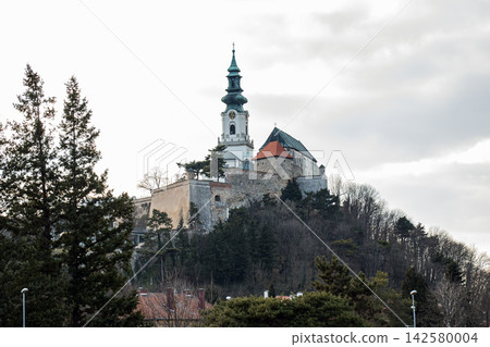 Nitra, Slovakia - March 1, 2025: Nitra Castle Panorama Above Historic City 142580004