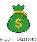 Green Money Bag Vector Illustration with Dollar Sign for Finance Concept 142580058