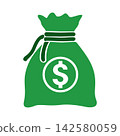 Green Money Bag Vector Illustration with Dollar Sign for Finance Concept 142580059