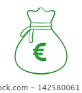 Green Money Bag Vector Illustration with Euro Sign for Finance Concept 142580061