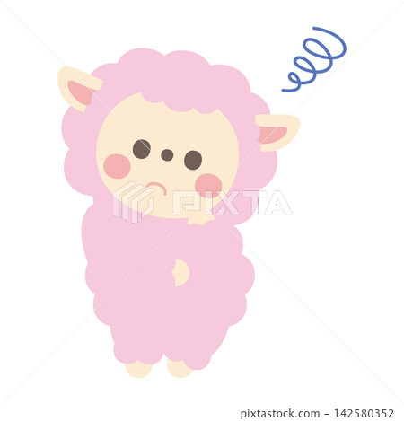 可愛的綿羊角色插畫素材 142580352
