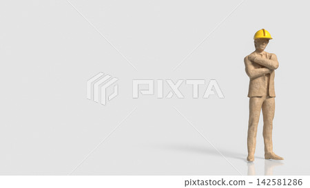 Confident Construction Professional with Yellow Hard Hat and Copy Space 3d render. Confident Construction Professional with Yellow Hard Hat and Copy Space 3d render. 142581286