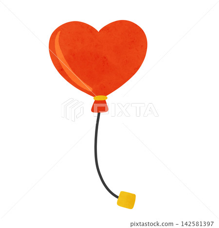 Red heart-shaped balloon, watercolor-style hand-drawn illustration Red heart-shaped balloon, watercolor-style hand-drawn illustration 142581397