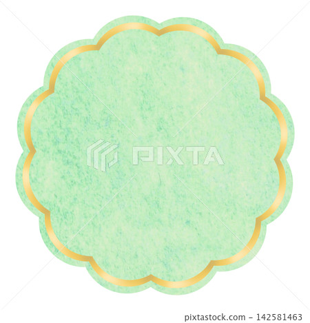 Cute green watercolor frame material with gold trim. Cute green watercolor frame material with gold trim. 142581463