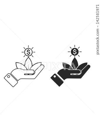 Hand Holding Growing Plant with Dollar Coin Icon for Financial Growth Hand Holding Growing Plant with Dollar Coin Icon for Financial Growth 142581971