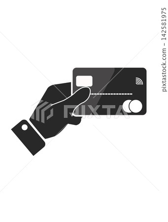 Hand Holding a Black Contactless Credit Card for Payment Hand Holding a Black Contactless Credit Card for Payment 142581975