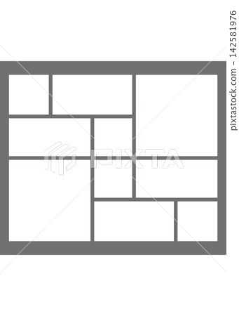 Grid Layout Template with Geometric Shapes and Frames 142581976