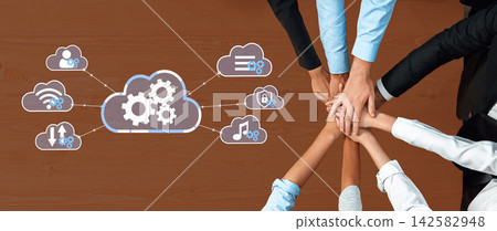 Hands of Diverse Professionals Collaborating with Cloud Technology and Digital Icons Representing Connectivity and Data Management Solutions. Entropy Hands of Diverse Professionals Collaborating with Cloud Technology and Digital Icons Representing Connectivity and Data Management Solutions. Entropy 142582948