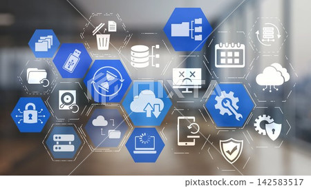 Data backup cloud system network connection concept Gist Data backup cloud system network connection concept Gist 142583517