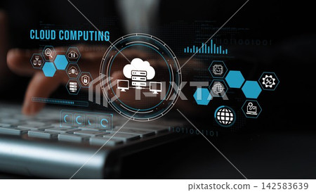 Modern Cloud Computing Concept with Digital Interface and User Engaging with Technology in a Professional Setting. Entropy Modern Cloud Computing Concept with Digital Interface and User Engaging with Technology in a Professional Setting. Entropy 142583639
