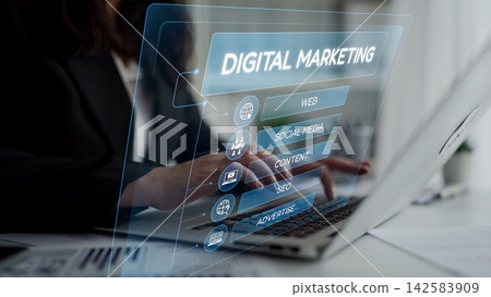 Digital Marketing Structure Showing SEO, Content, and Online Advertising Muxer 142583909