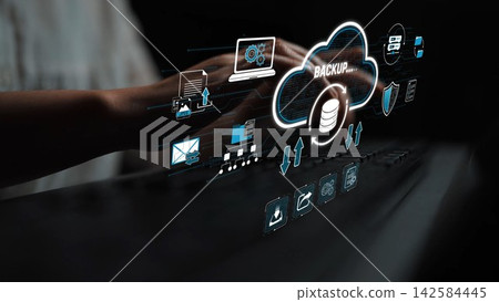 A visually appealing representation of data backup utilizing cloud storage technology, showcasing user interaction with an engaging digital interface and file management icons. Sigmoid A visually appealing representation of data backup utilizing cloud storage technology, showcasing user interaction with an engaging digital interface and file management icons. Sigmoid 142584445
