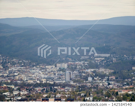 Urban core imagery. City center with buildings. Downtown landscape featuring structures and streets Urban core imagery. City center with buildings. Downtown landscape featuring structures and streets 142584540