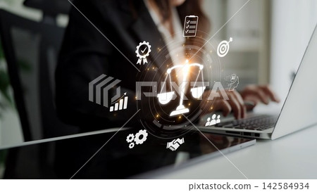 Digital law interface displaying justice scale, highlighting digital law Muxer Digital law interface displaying justice scale, highlighting digital law Muxer 142584934