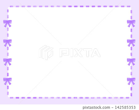 A cute, girly watercolor-style frame with ribbons and stitching; square shape, purple. A cute, girly watercolor-style frame with ribbons and stitching; square shape, purple. 142585353