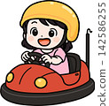 A girl riding in a bumper car 142586255