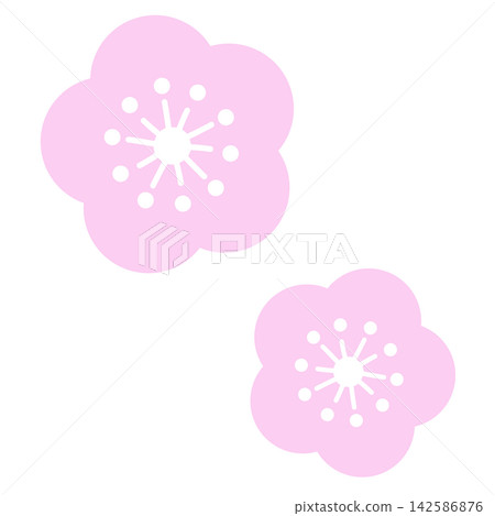 A simple illustration of two light pink flowers. A simple illustration of two light pink flowers. 142586876
