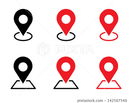 A set of map pin icons for a map. A set of map pin icons for a map. 142587548