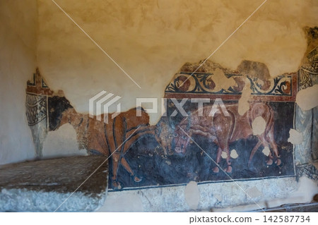 Hermitage of San Baudelio, Soria province, Castilla y Leon, Spain. Inside detail. Hermitage of San Baudelio, Soria province, Castilla y Leon, Spain. Inside detail. 142587734