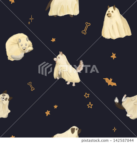 幽靈服裝狗圖案（黑色） 142587844