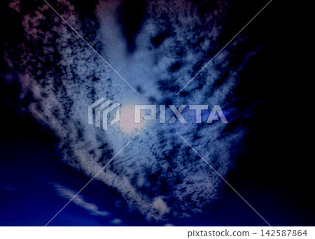 A moonlit night with mackerel clouds A moonlit night with mackerel clouds 142587864