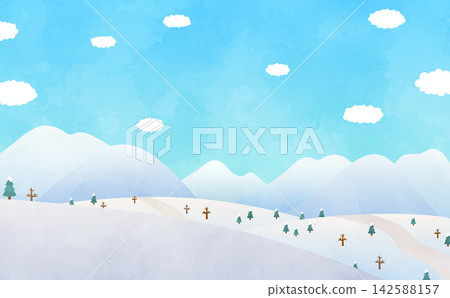 Winter landscape background illustration (horizontal) Winter landscape background illustration (horizontal) 142588157