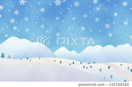 冬季雪景背景插圖（橫幅） 142588160